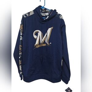 Milwaukee Brewers Camo Stripe Hooded Sweatshirt, Men's Size Medium, NWT
